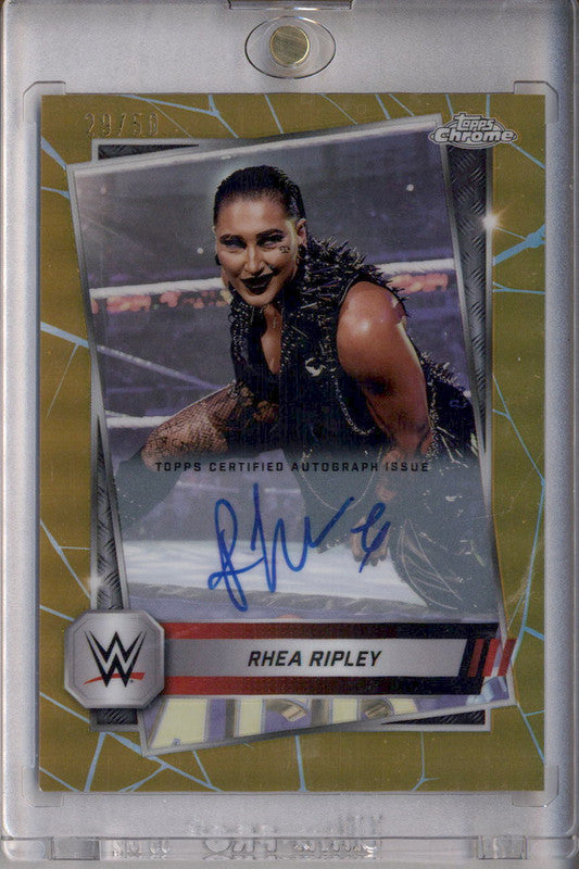 2025 Topps Chrome WWE Autograph Gold Refractors #80 Rhea Ripley Auto /50