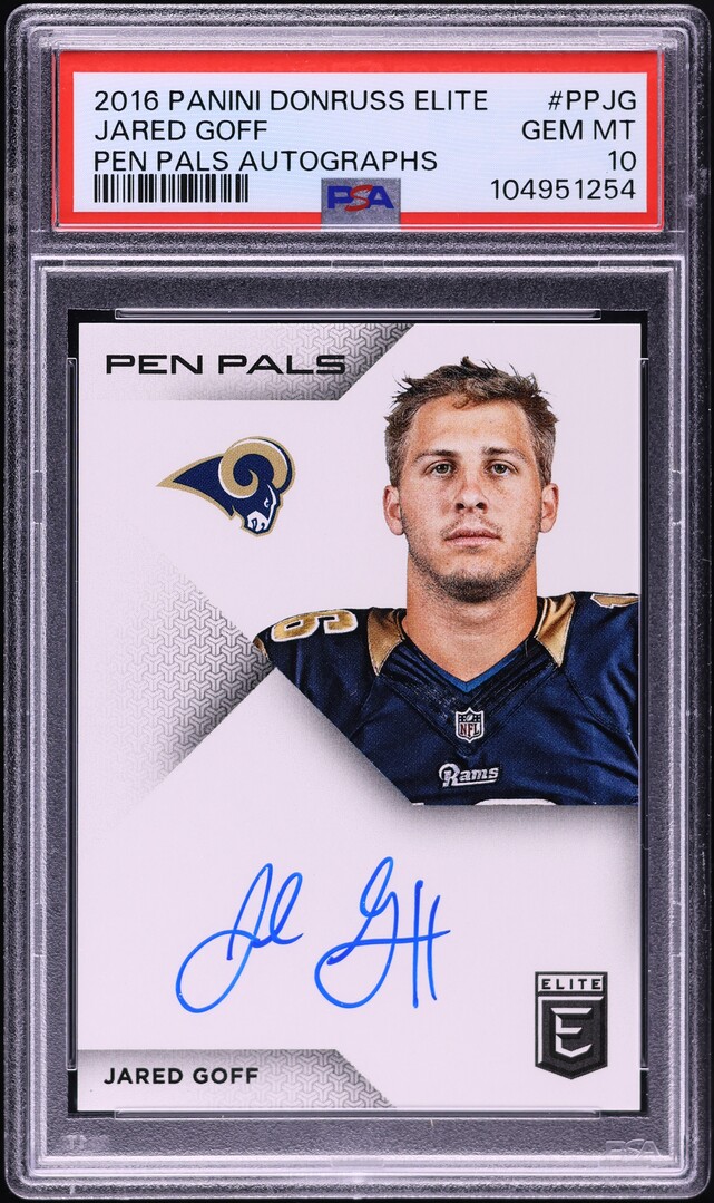 2016 Donruss Elite Pen Pals Jared Goff ROOKIE AUTO #PP-JG PSA 10 GEM MINT