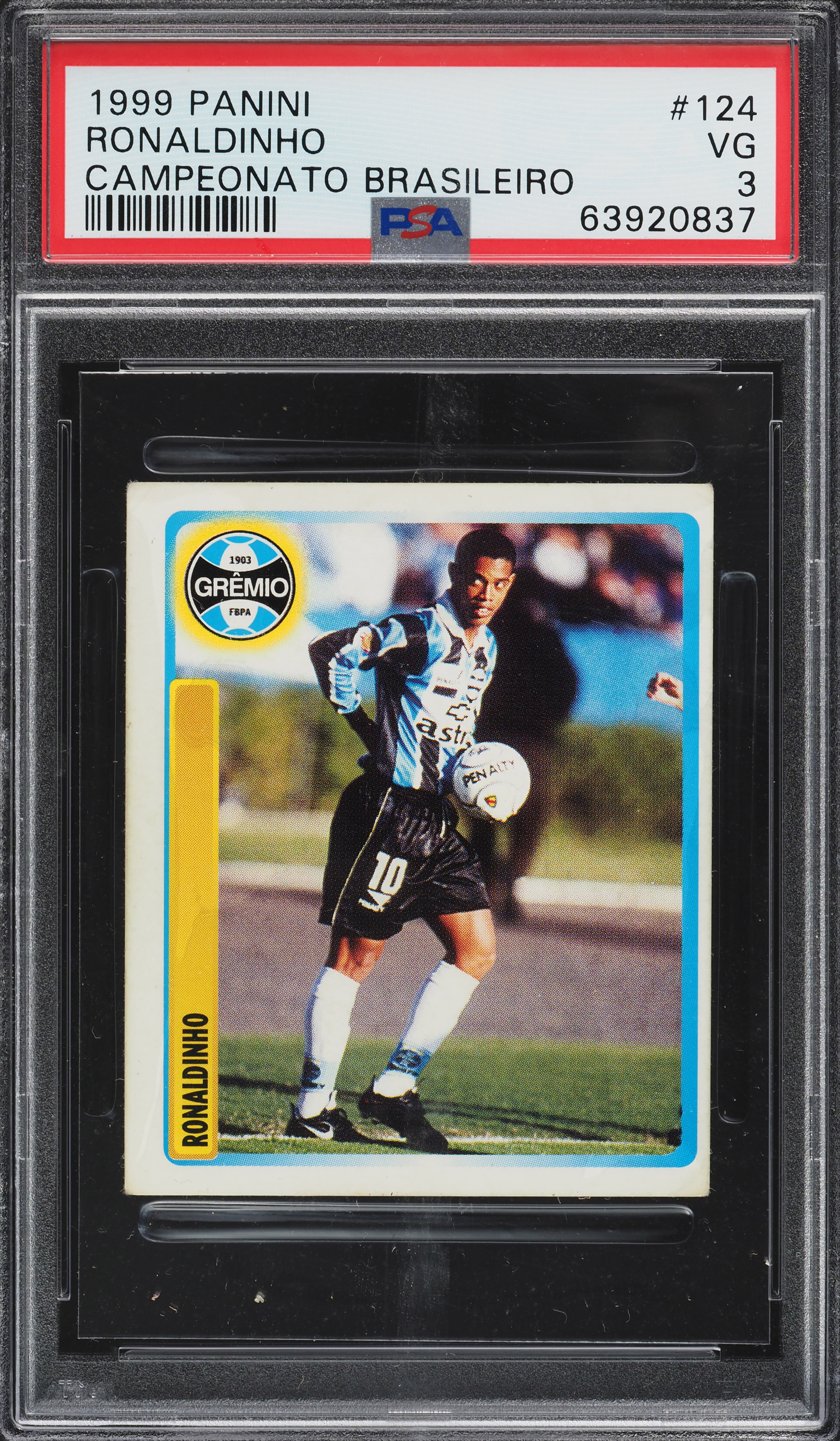 1999 Panini Campeonato Brasileiro Ronaldinho ROOKIE #124 PSA 3 VG