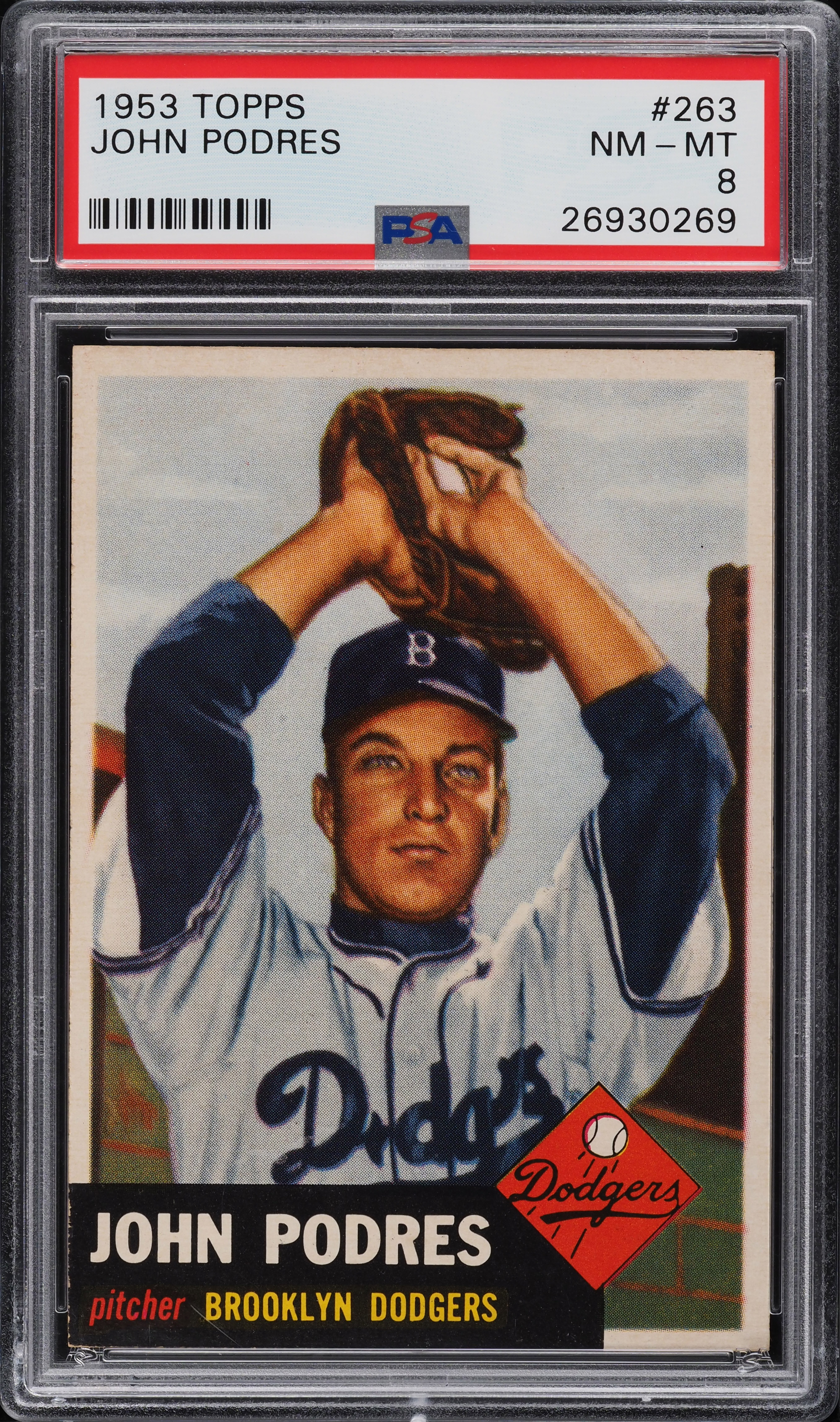 1953 Topps John Podres SP ROOKIE #263 PSA 8 NM-MT (PWCC-E)