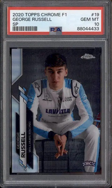 2020 Topps Chrome F1 Base Image Variation #19 George Russell RC SP PSA 10