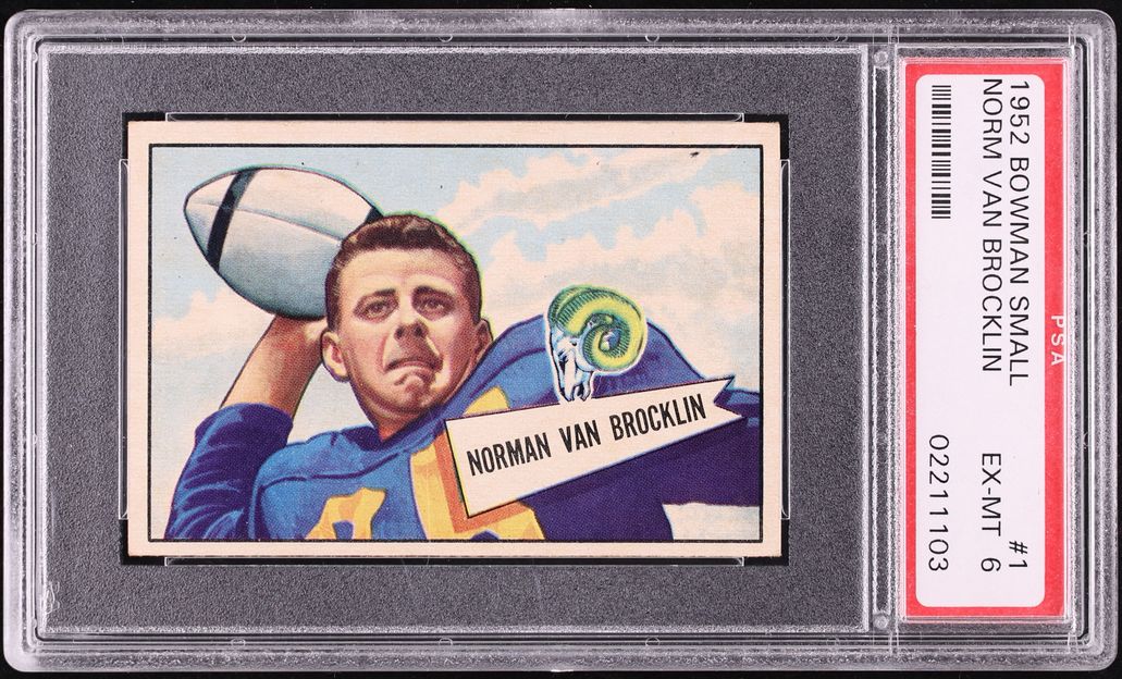 1952 Bowman Small Norm Van Brocklin #1 PSA 6 EXMT