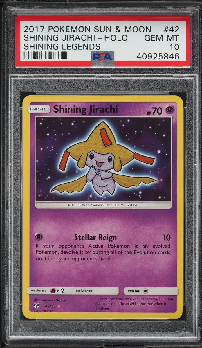 2017 Pokemon Sun & Moon Shining Legends Holo Shining Jirachi #42 PSA 10 GEM MINT