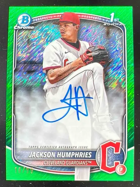 2025 Bowman Chrome Green Shimmer Refractor #CPAJHU Jackson Humphries RC Auto /99