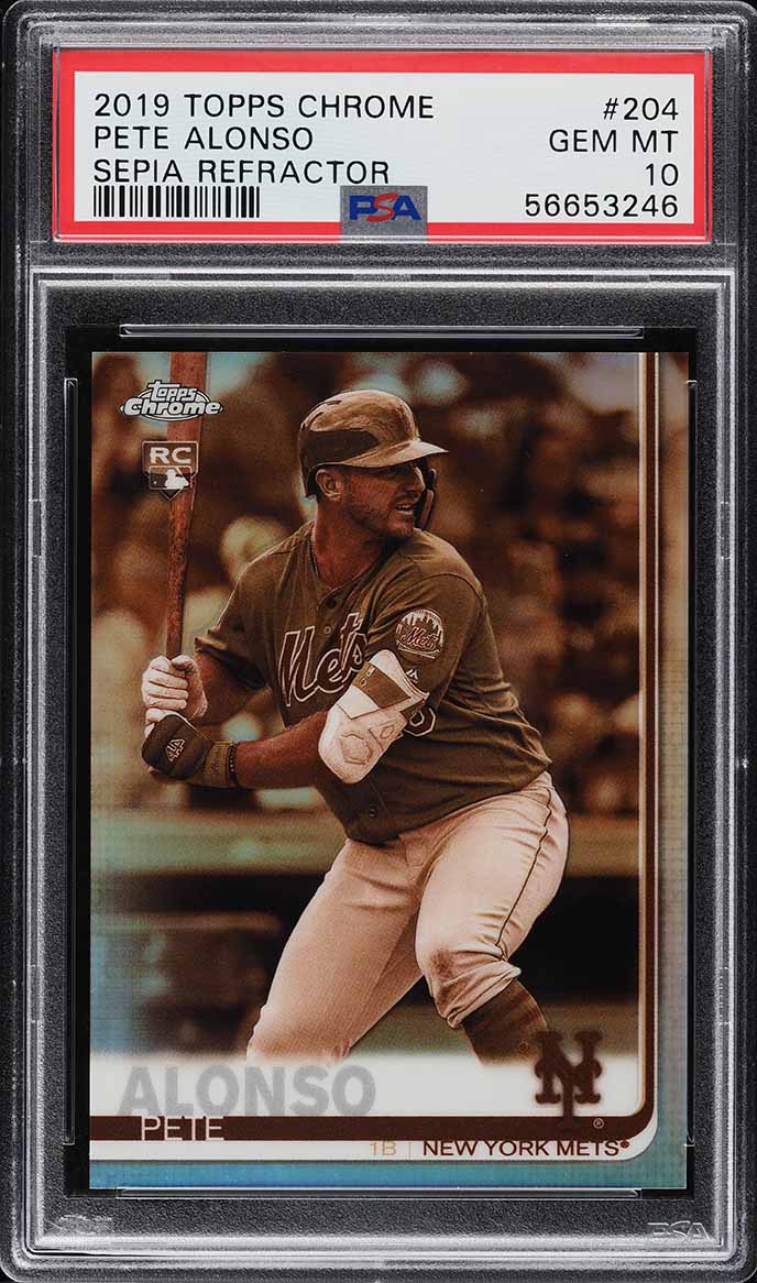 2019 Topps Chrome Sepia Refractor Pete Alonso ROOKIE #204 PSA 10 GEM MINT