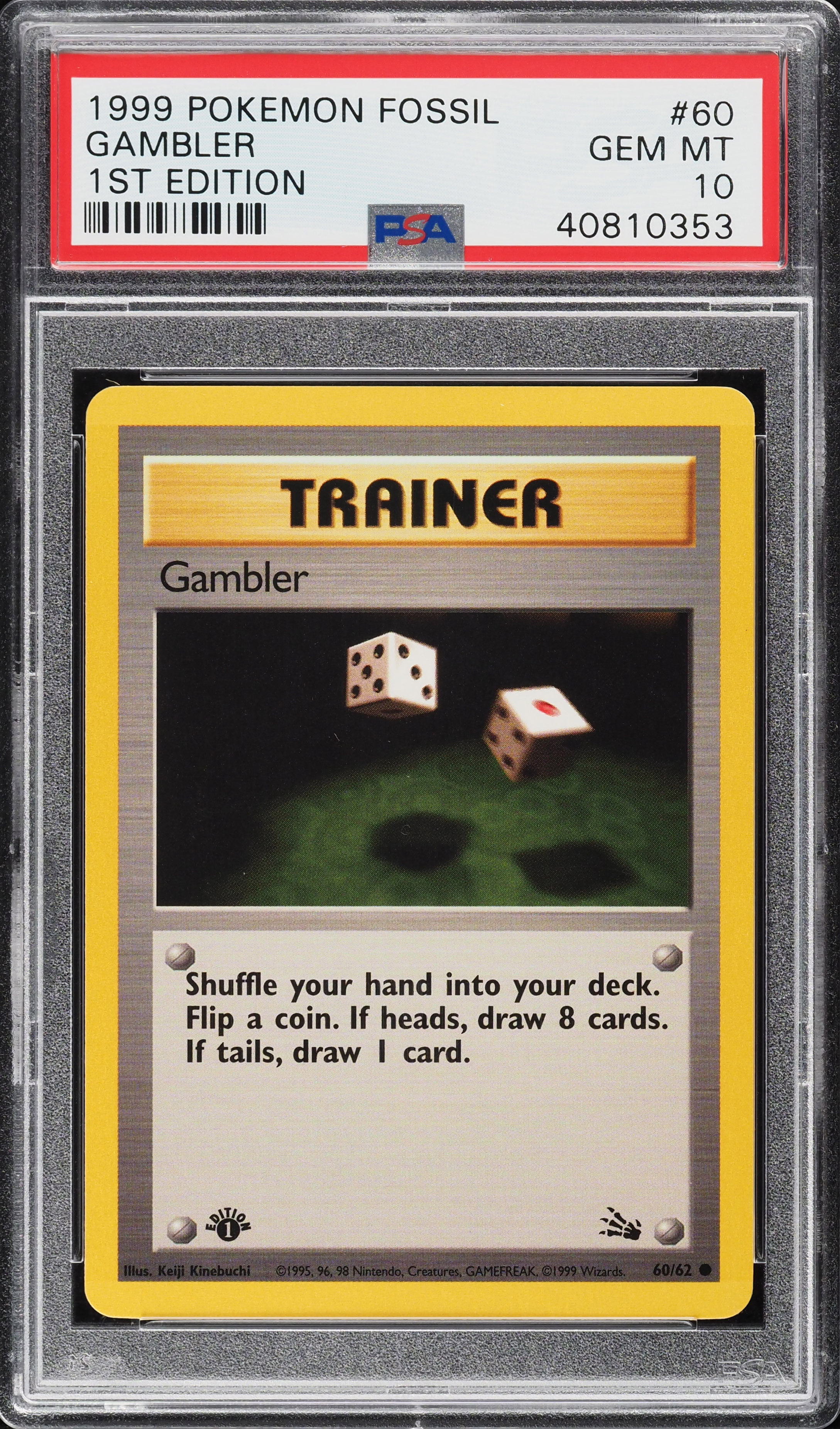 1999 Pokemon Fossil 1st Edition Gambler #60 PSA 10 GEM MINT