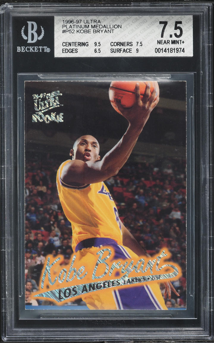1996 Ultra Platinum Medallion Kobe Bryant ROOKIE #P52 BGS 7.5 NRMT+