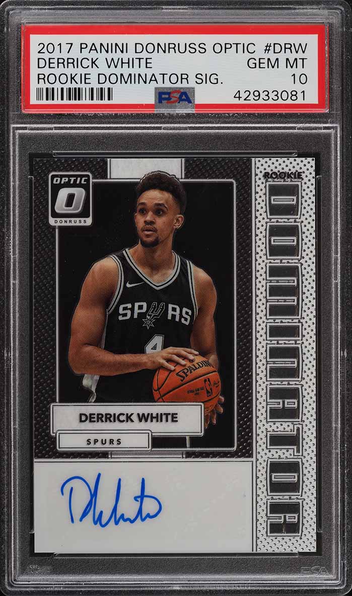 2017 Donruss Optic Dominator Derrick White ROOKIE AUTO /49 #RDDRW PSA 10 GEM