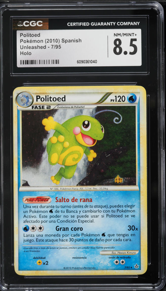 2010 Pokemon HeartGold & SoulSilver Unleashed Holo Politoed #7 CGC 8.5 NM-MT+