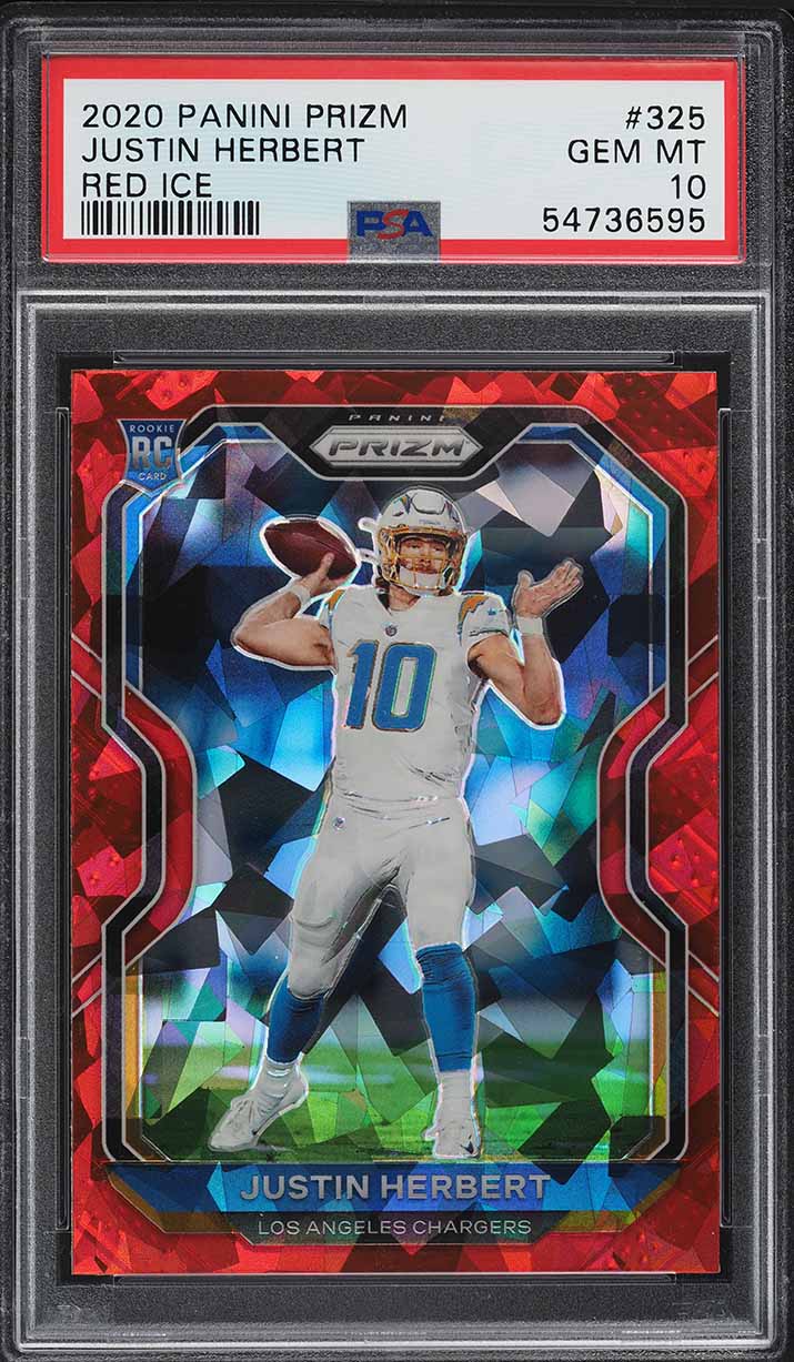 2020 Panini Prizm Red Ice Justin Herbert ROOKIE RC #325 PSA 10 GEM MINT
