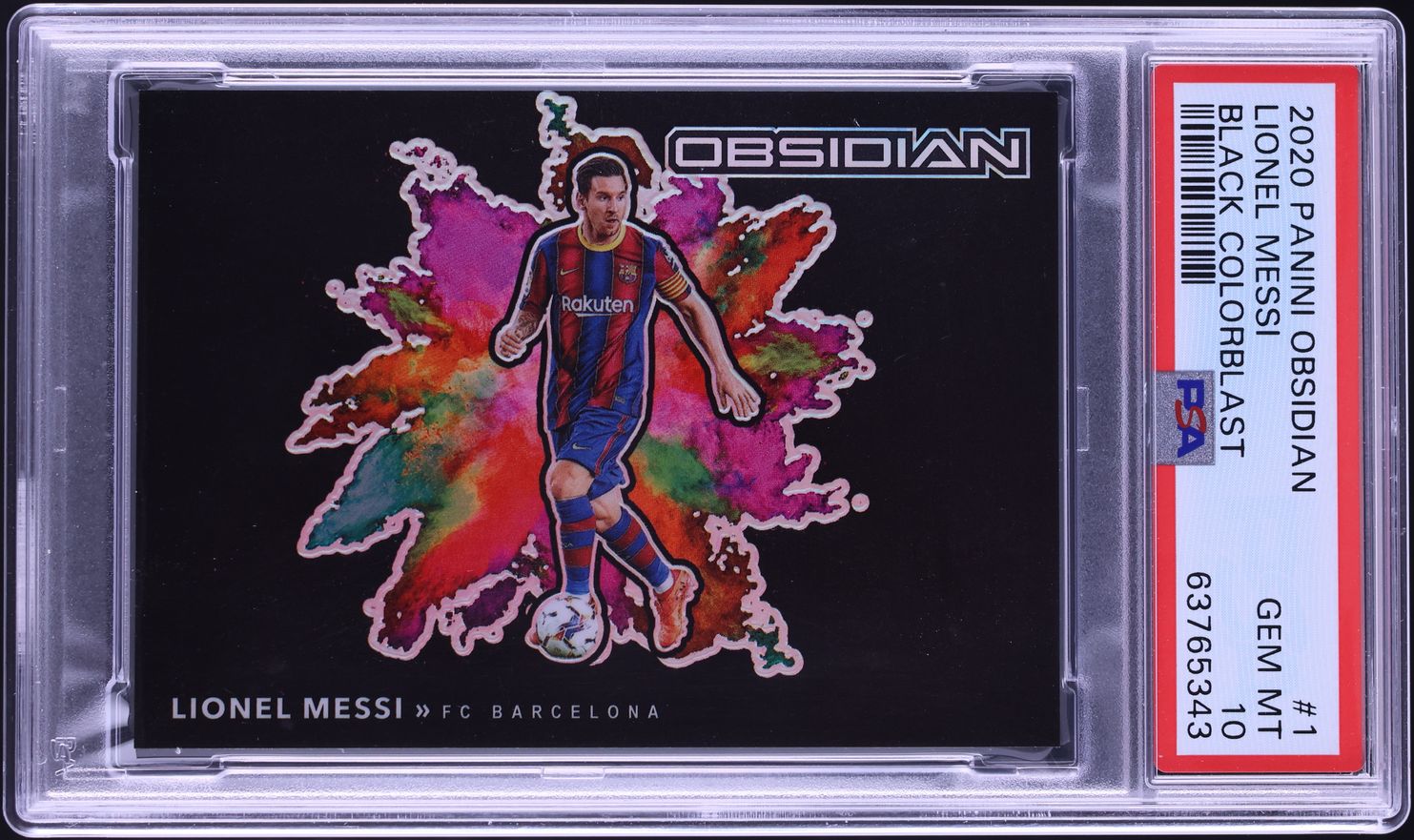 2020 Panini Obsidian Black Colorblast Lionel Messi #1 PSA 10 GEM MINT