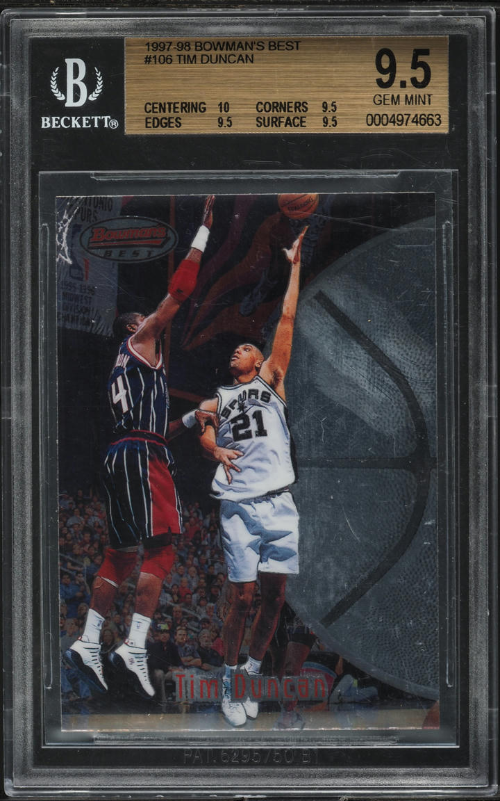 1997 Bowman's Best Tim Duncan ROOKIE #106 BGS 9.5 GEM MINT