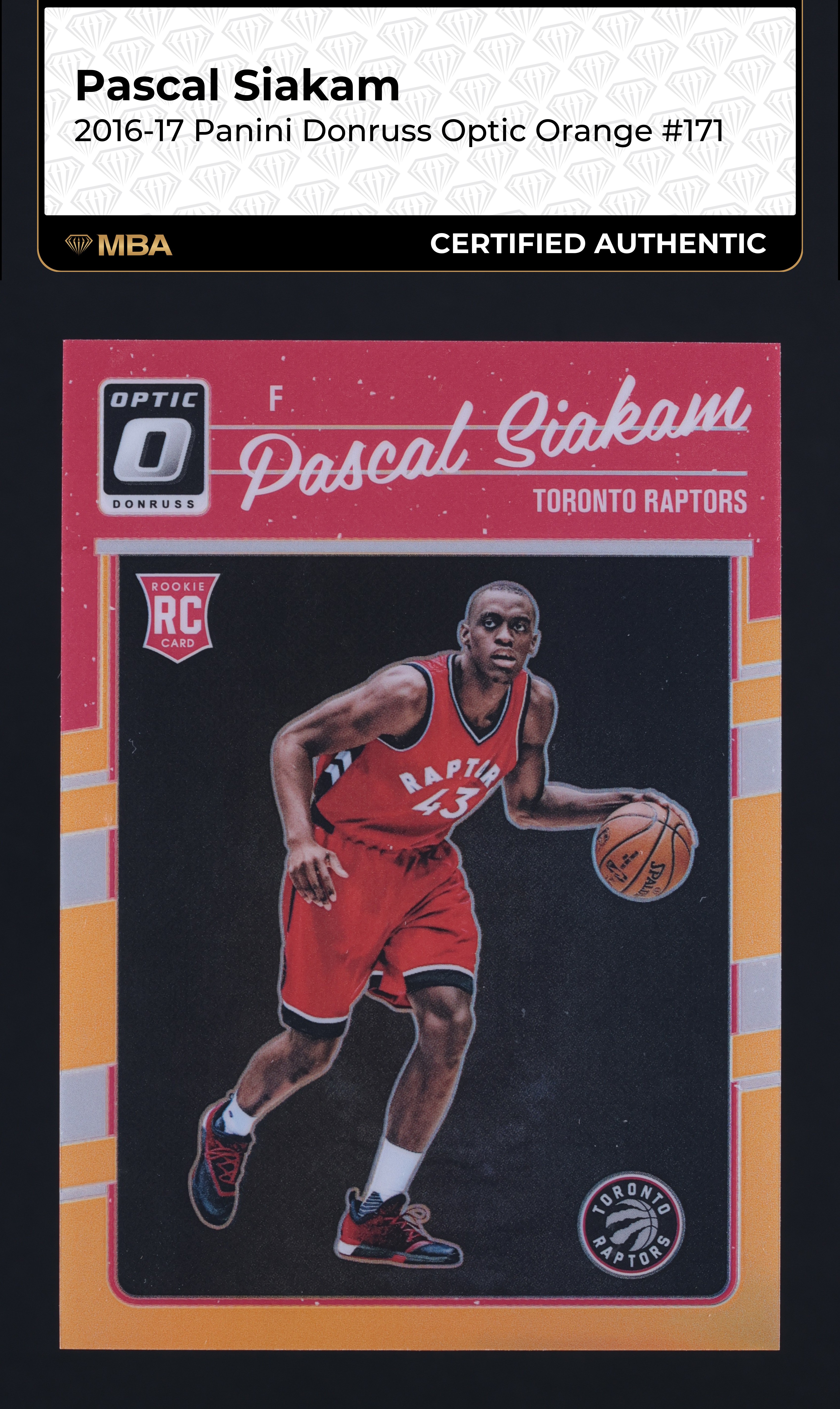 2016 Donruss Optic Orange Pascal Siakam ROOKIE /199 #171 MBA AUTH