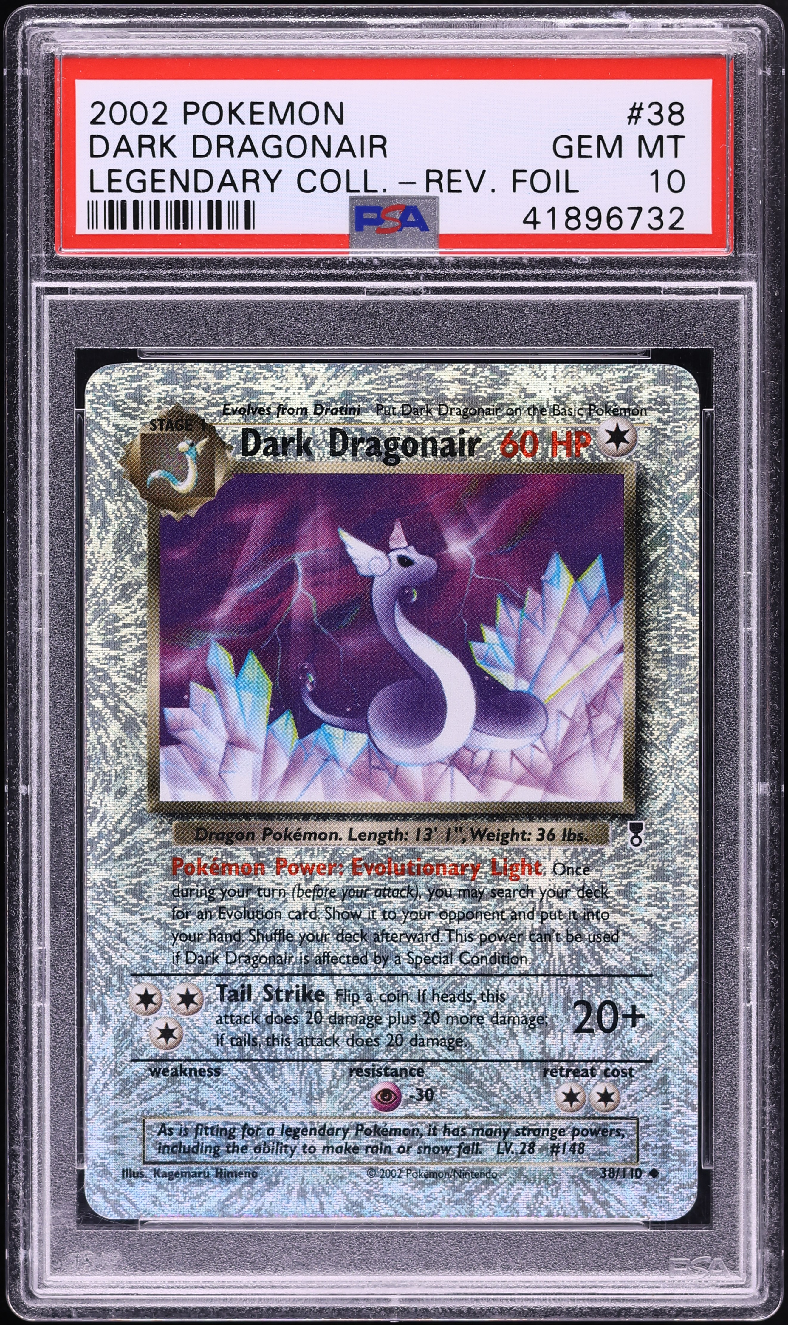 2002 Pokemon Legendary Collection Reverse Holo Dark Dragonair #38 PSA 10 GEM MINT