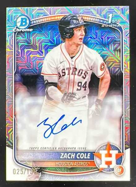 2025 Bowman Chrome Autograph HTA Choice Refractor #CPA-ZC Zach Cole RC Auto /150