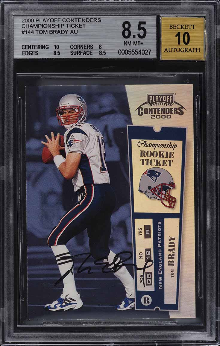 2000 Playoff Contenders Championship Ticket Tom Brady RC AUTO /100 #144 BGS 8.5