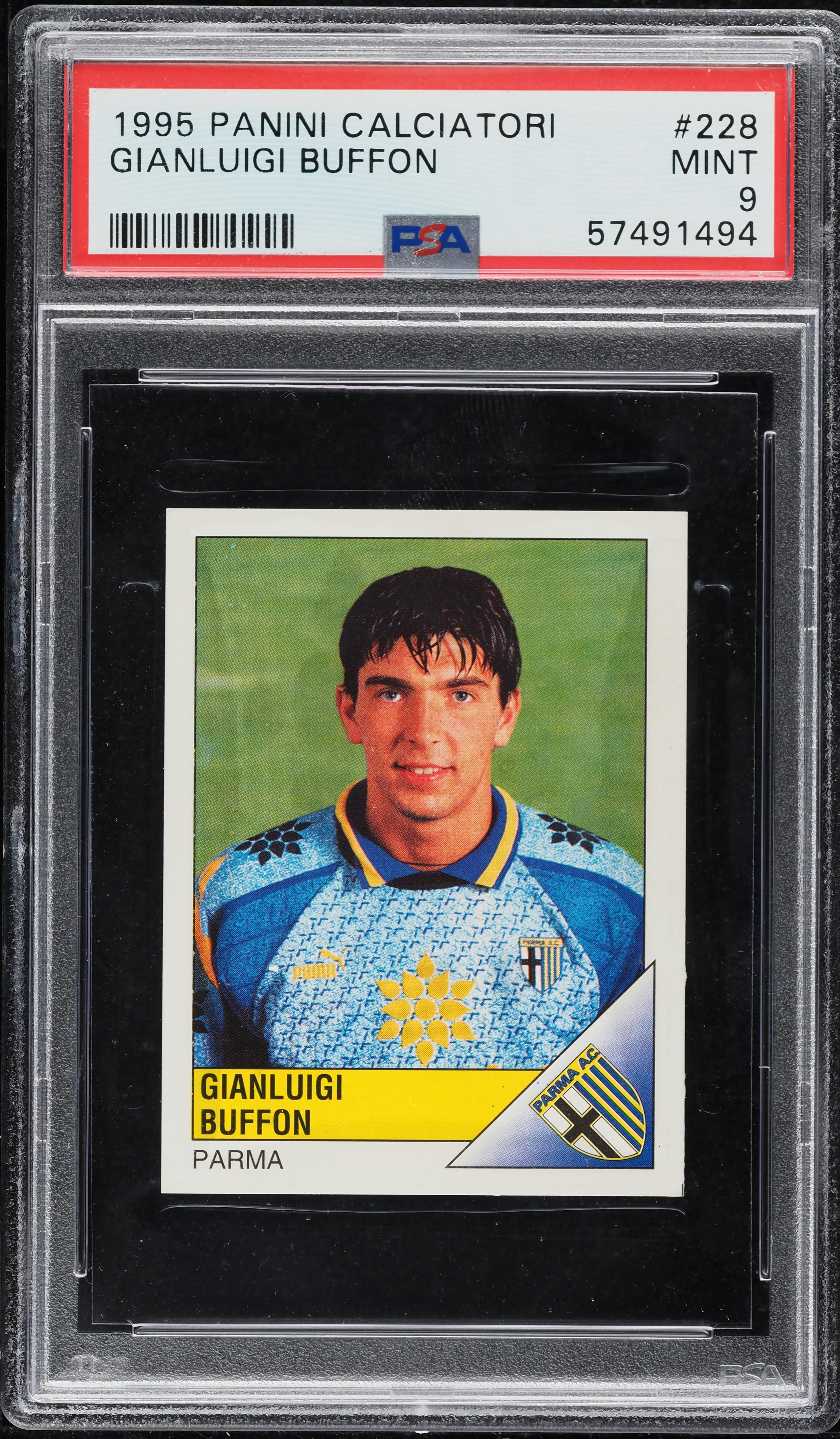 1995 Panini Calciatori Soccer Gianluigi Buffon ROOKIE #228 PSA 9 MINT