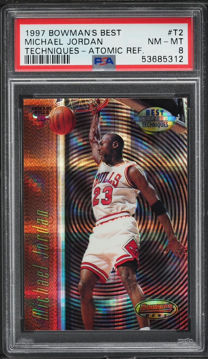 1997 Bowman's Best Techniques Atomic Refractor Michael Jordan #T2 PSA 8 NM-MT