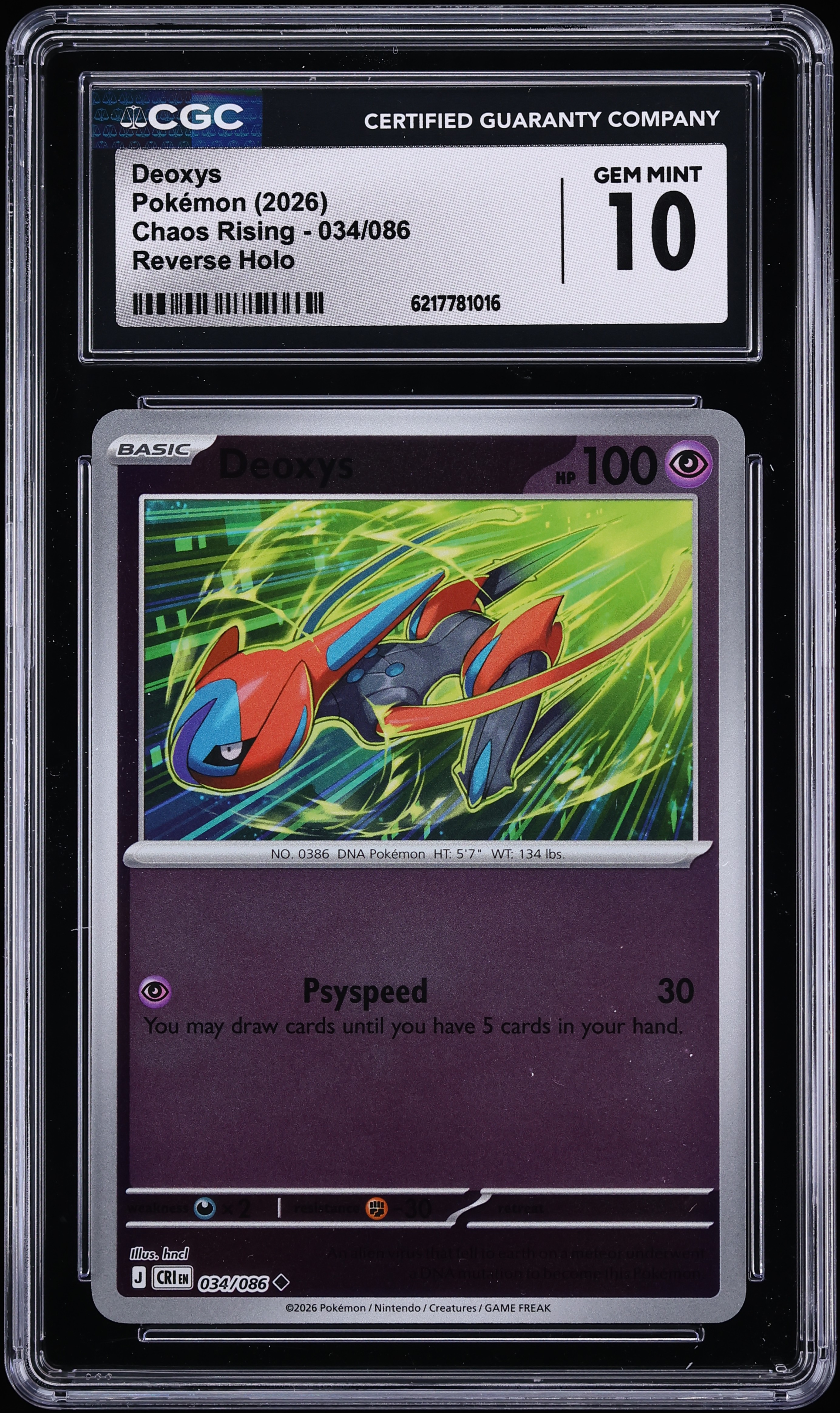 2026 Pokemon Mega Evolution Chaos Rising Reverse Holo Deoxys #34 CGC 10 GEM MINT