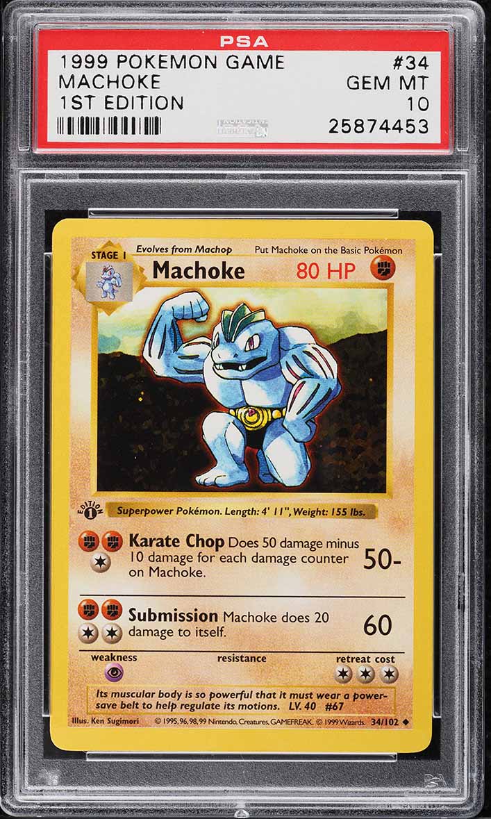 1999 Pokemon Base Set Shadowless 1st Edition Machoke #34 PSA 10 GEM MINT