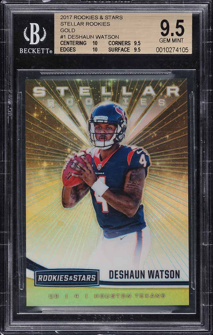 2017 Rookies & Stars Stellar Gold Deshaun Watson ROOKIE /10 #1 BGS 9.5 GEM MINT