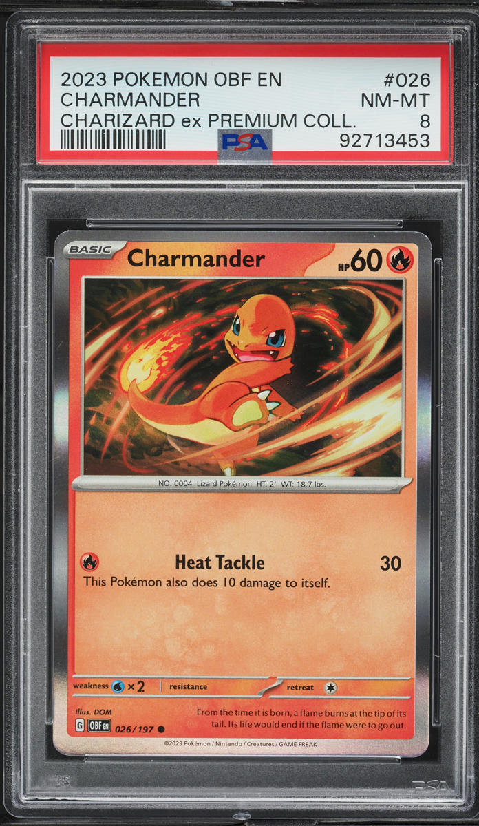 2023 Pokemon SV Obsidian Flames EX Premium Collection Holo Charmander #26 PSA 8