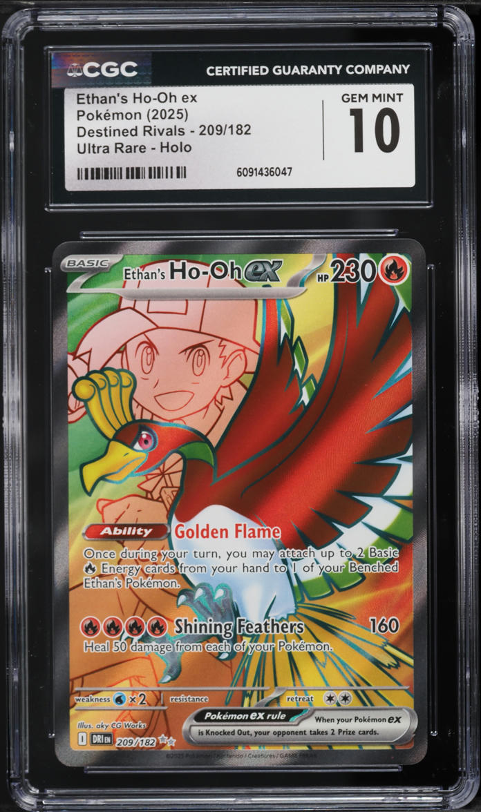 2025 Pokemon Scarlet & Violet Destined Rivals Full Art Ethan's Ho-Oh ex #209 CGC 10 GEM MINT