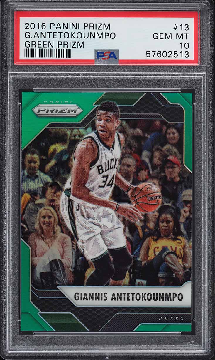 2016 Panini Prizm Green Prizms Giannis Antetokounmpo #13 PSA 10 GEM MINT
