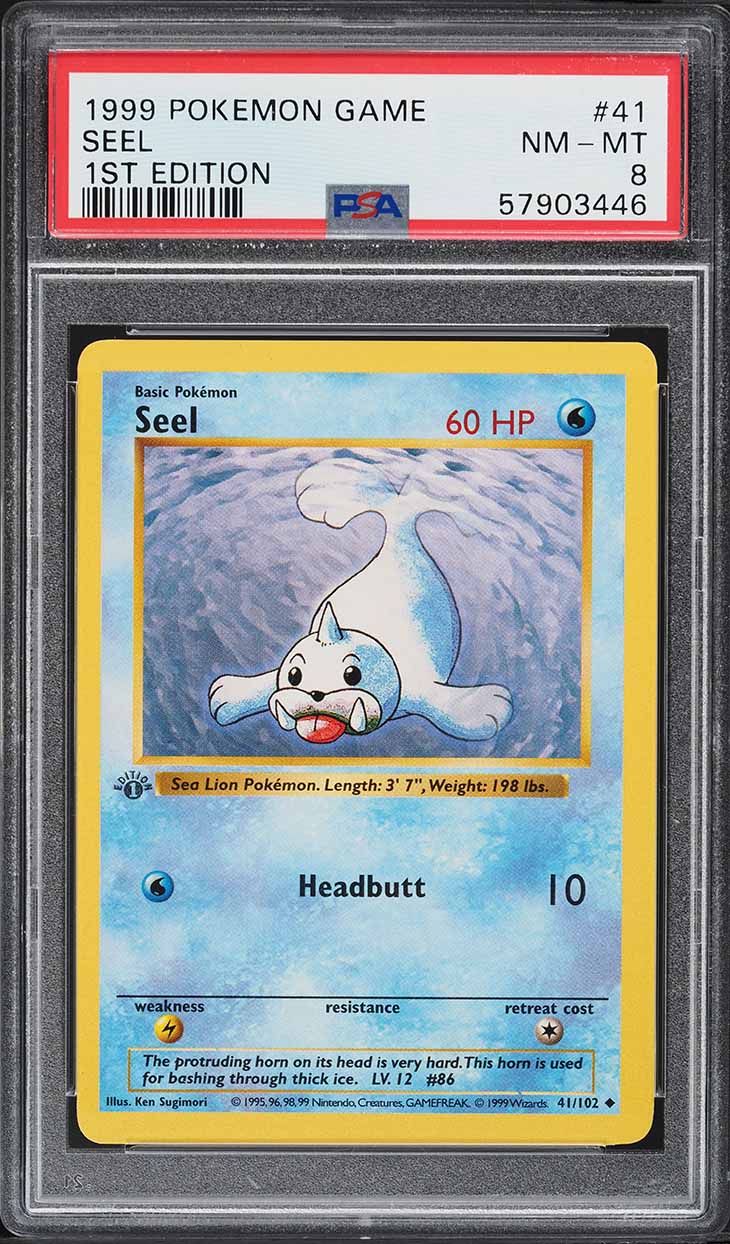 1999 Pokemon Base Set Shadowless 1st Edition Seel #41 PSA 8 NM-MT