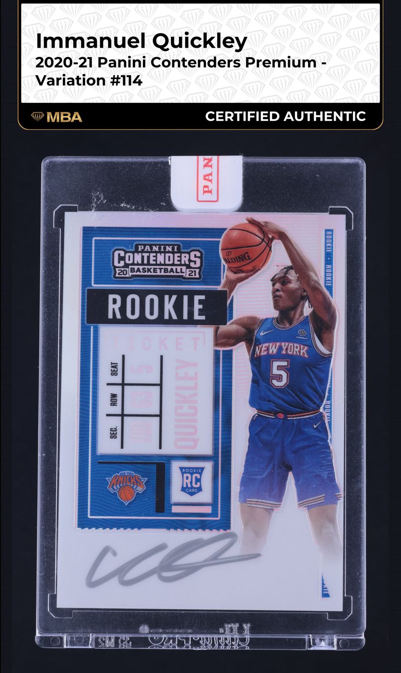 2020 Panini Contenders Premium Variation Immanuel Quickley ROOKIE AUTO #114 MBA AUTH