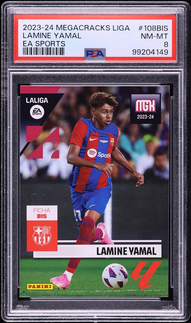 2023 Panini Megacracks La Liga EA Sports Lamine Yamal ROOKIE #108BIS PSA 8 NM-MT