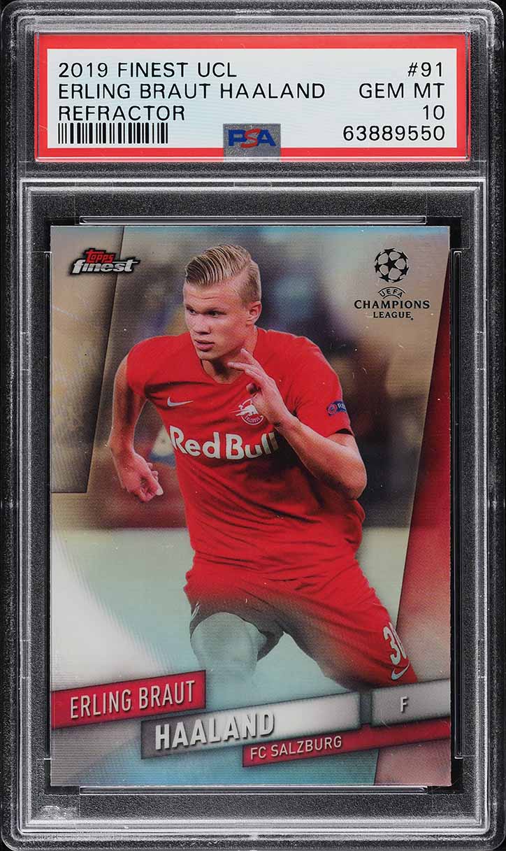2019 Finest UEFA Champions League Refractor Erling Haaland ROOKIE #91 PSA 10 GEM