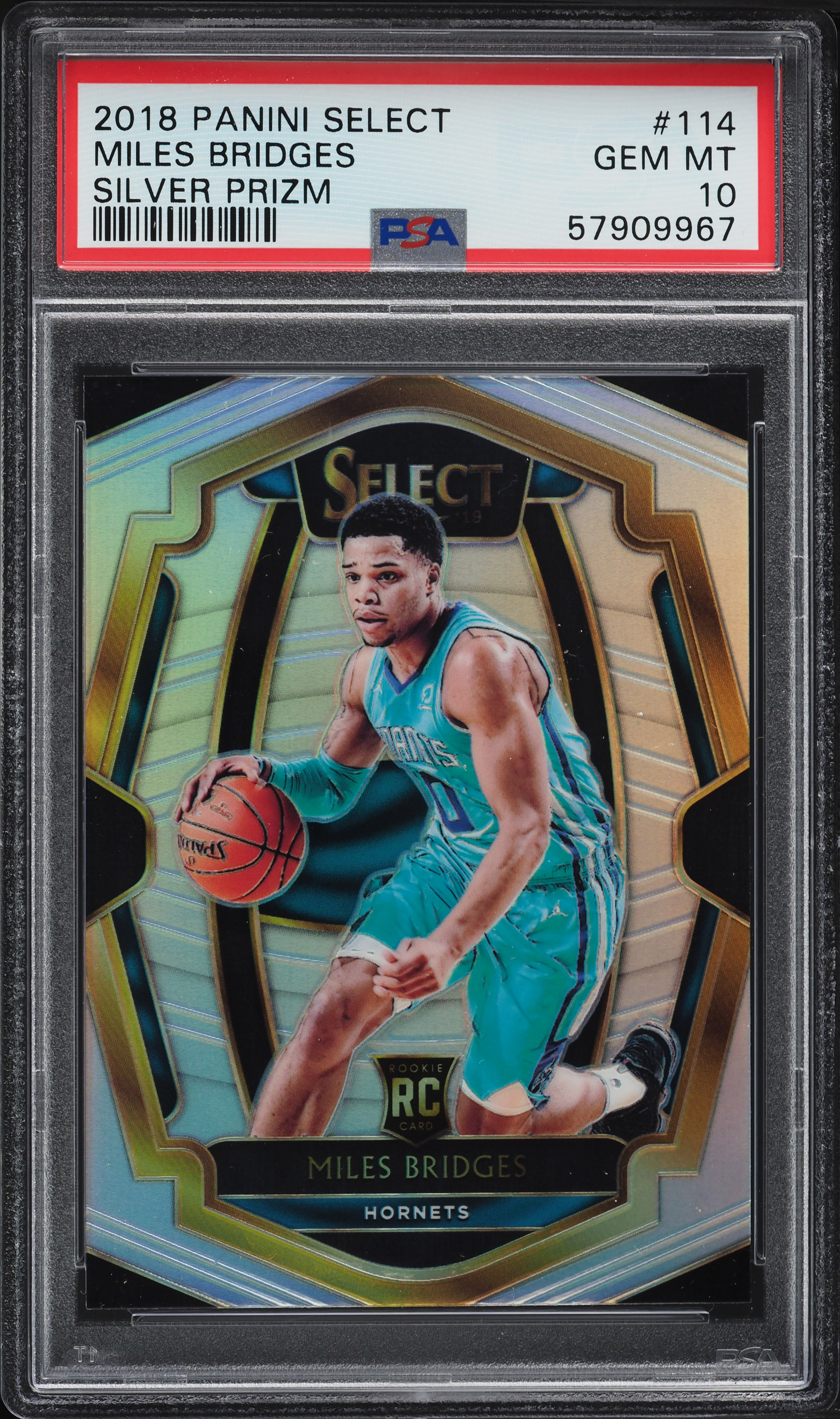 2018 Select Premier Level Silver Prizm Miles Bridges ROOKIE #114 PSA 10 GEM MINT