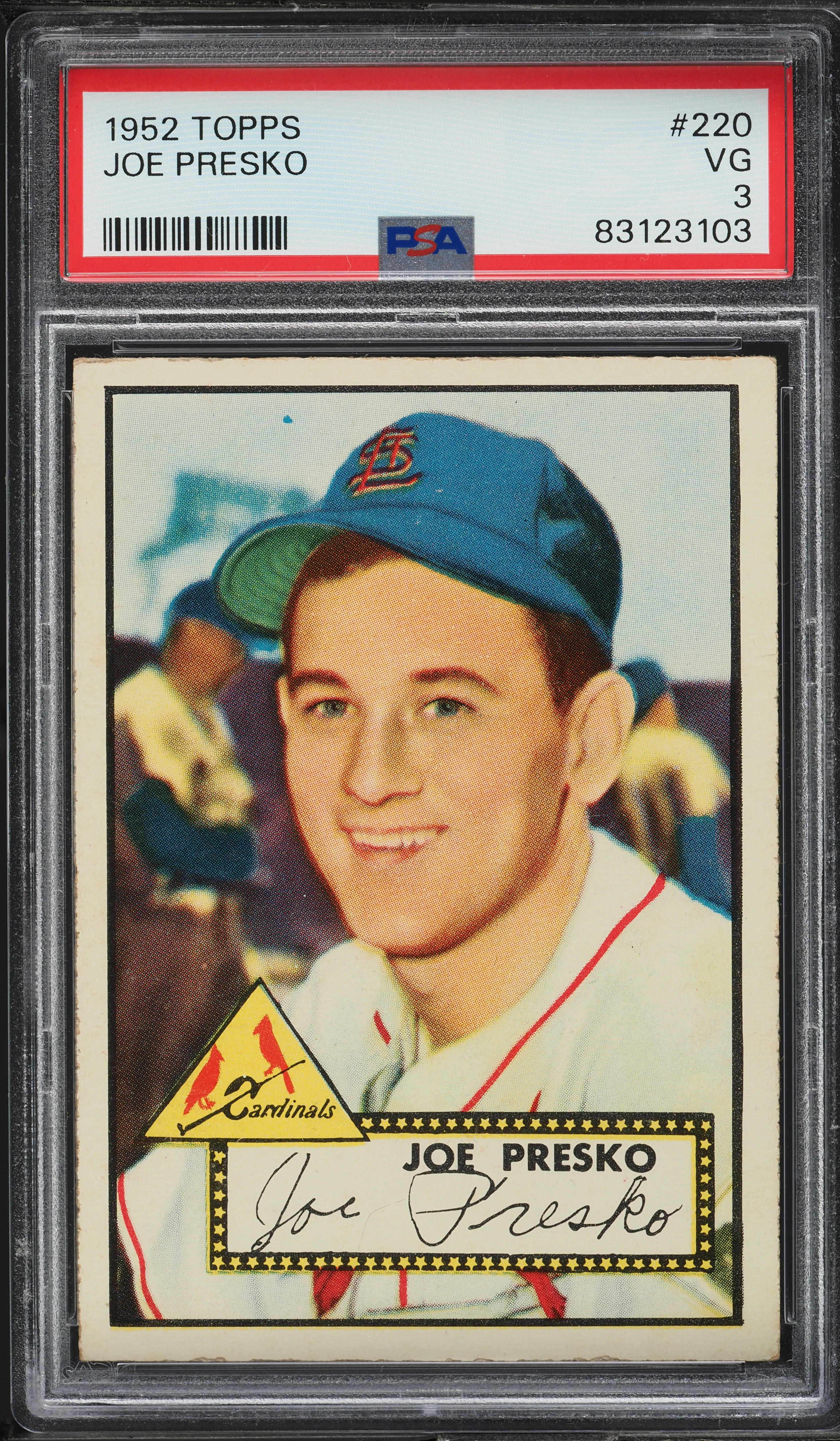 1952 Topps Joe Presko #220 PSA 3 VG