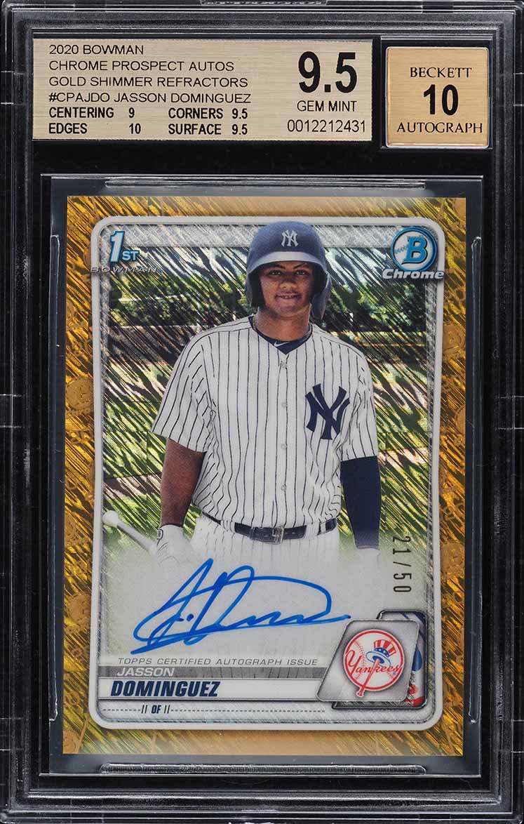 2020 Bowman Chrome Gold Shimmer Jasson Dominguez RC AUTO /50 #CPA-JDO BGS 9.5