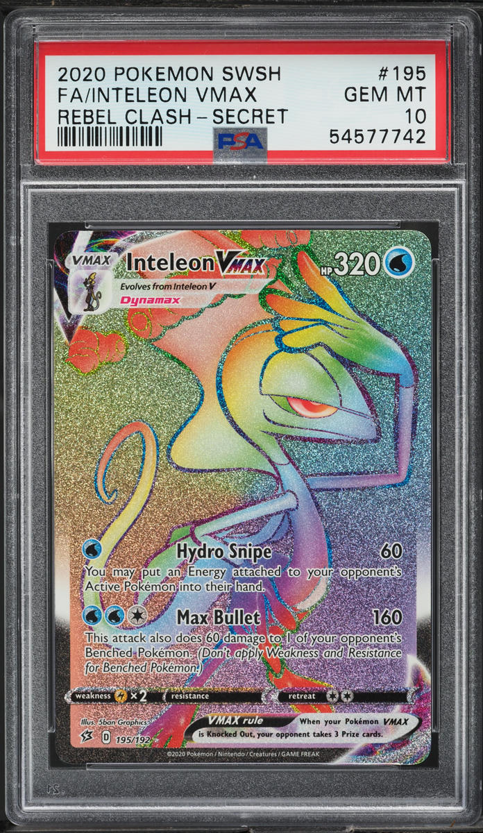 2020 Pokemon Sword & Shield Rebel Clash Hyper Rare Inteleon VMAX #195 PSA 10 GEM