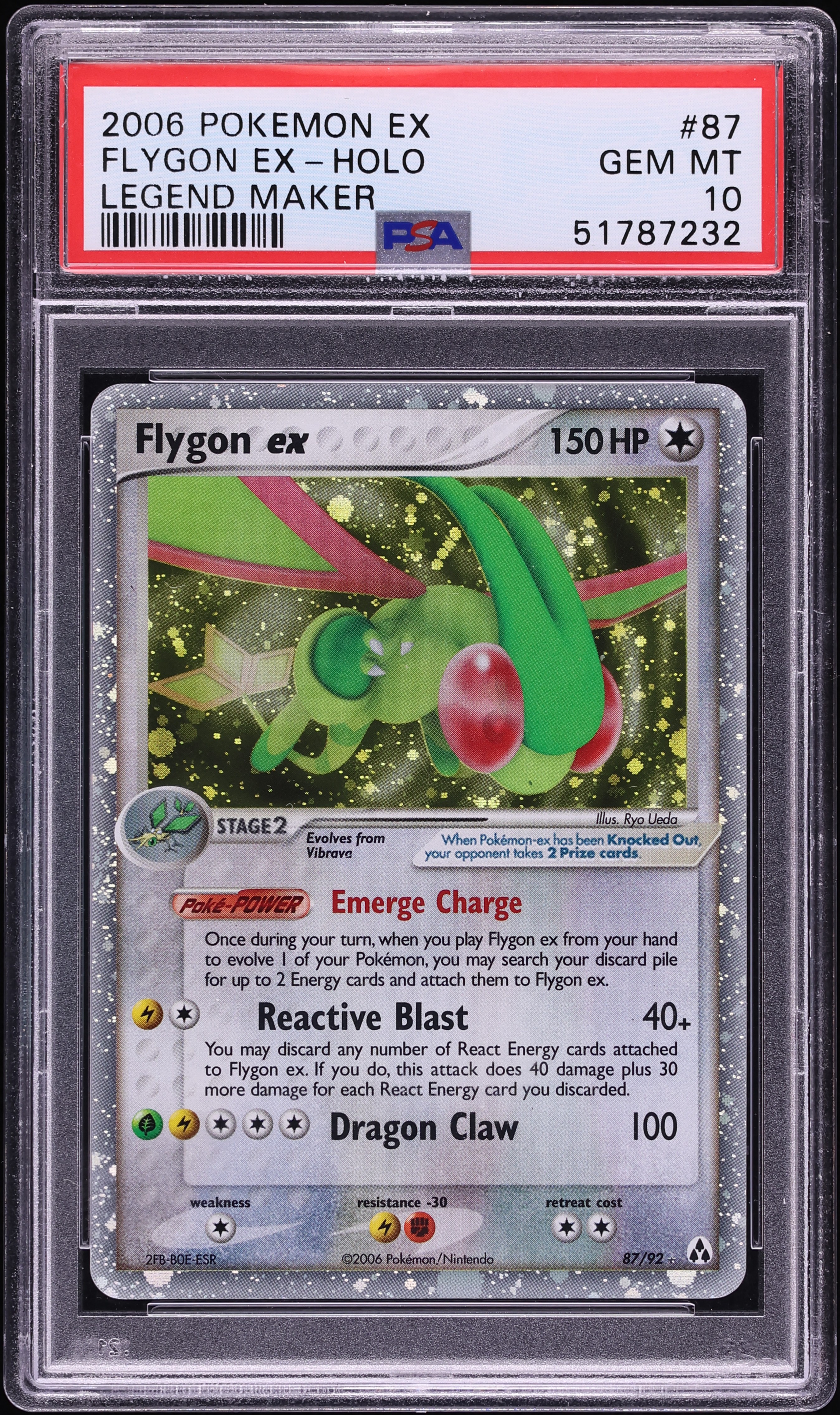 2006 Pokemon EX Legend Maker Holo Flygon Ex #87 PSA 10 GEM MINT