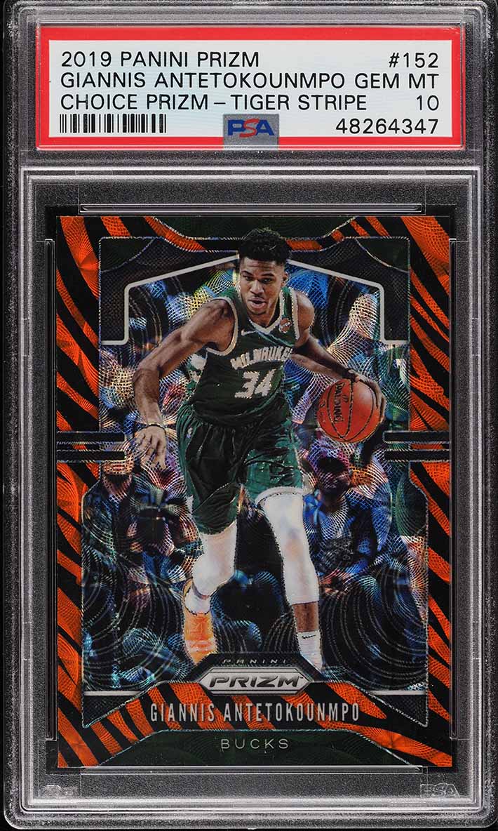 2019 Panini Prizm Choice Tiger Stripe Giannis Antetokounmpo #152 PSA 10 GEM MINT