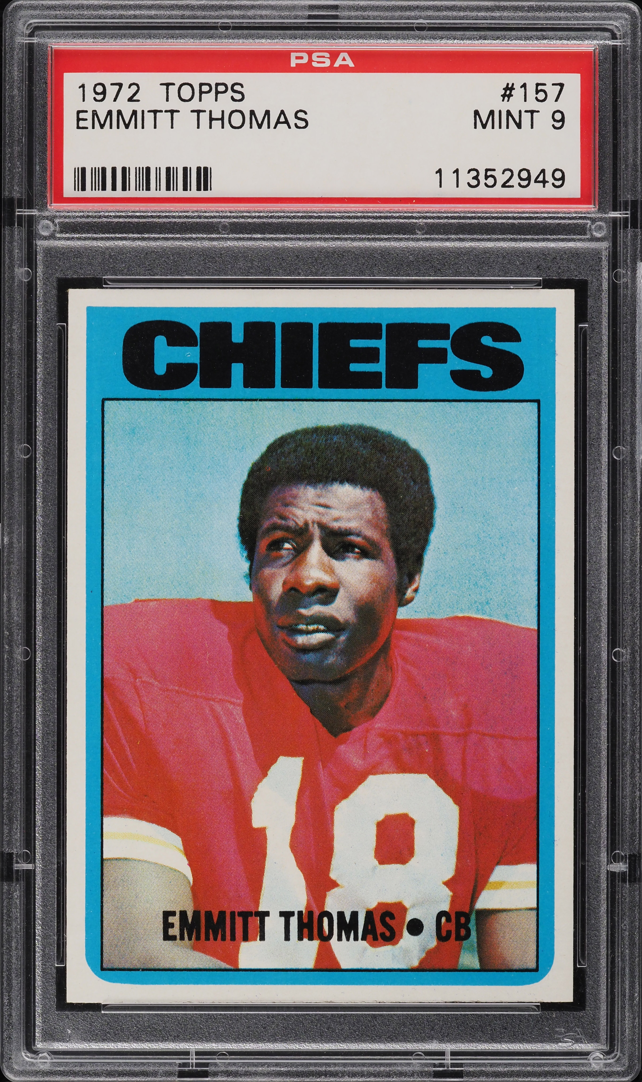 1972 Topps Football Emmitt Thomas ROOKIE #157 PSA 9 MINT