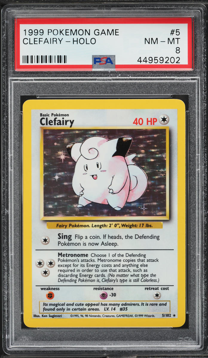 1999 Pokemon Base Set Holo Clefairy #5 PSA 8 NM-MT