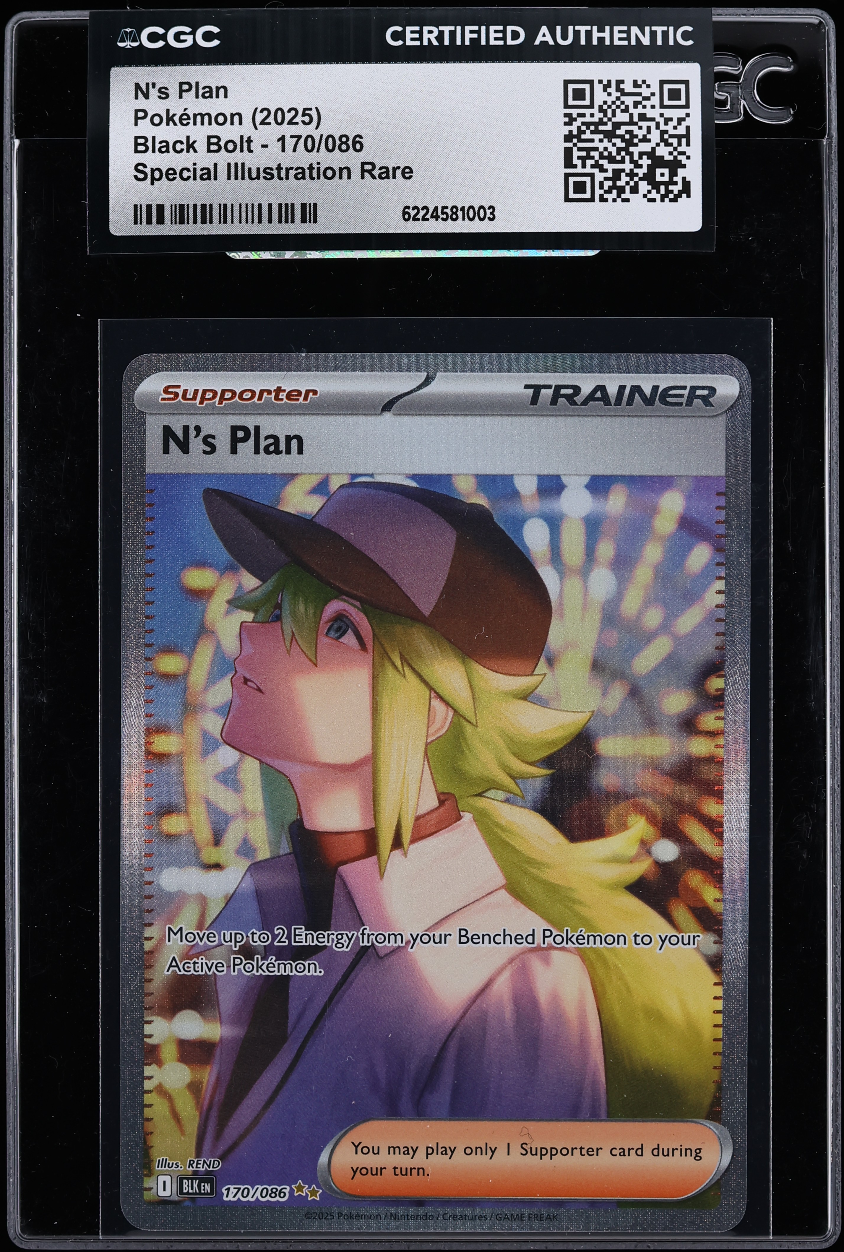 2025 Pokemon Scarlet & Violet Black Bolt SIR N's Plan #170 CGC AUTH