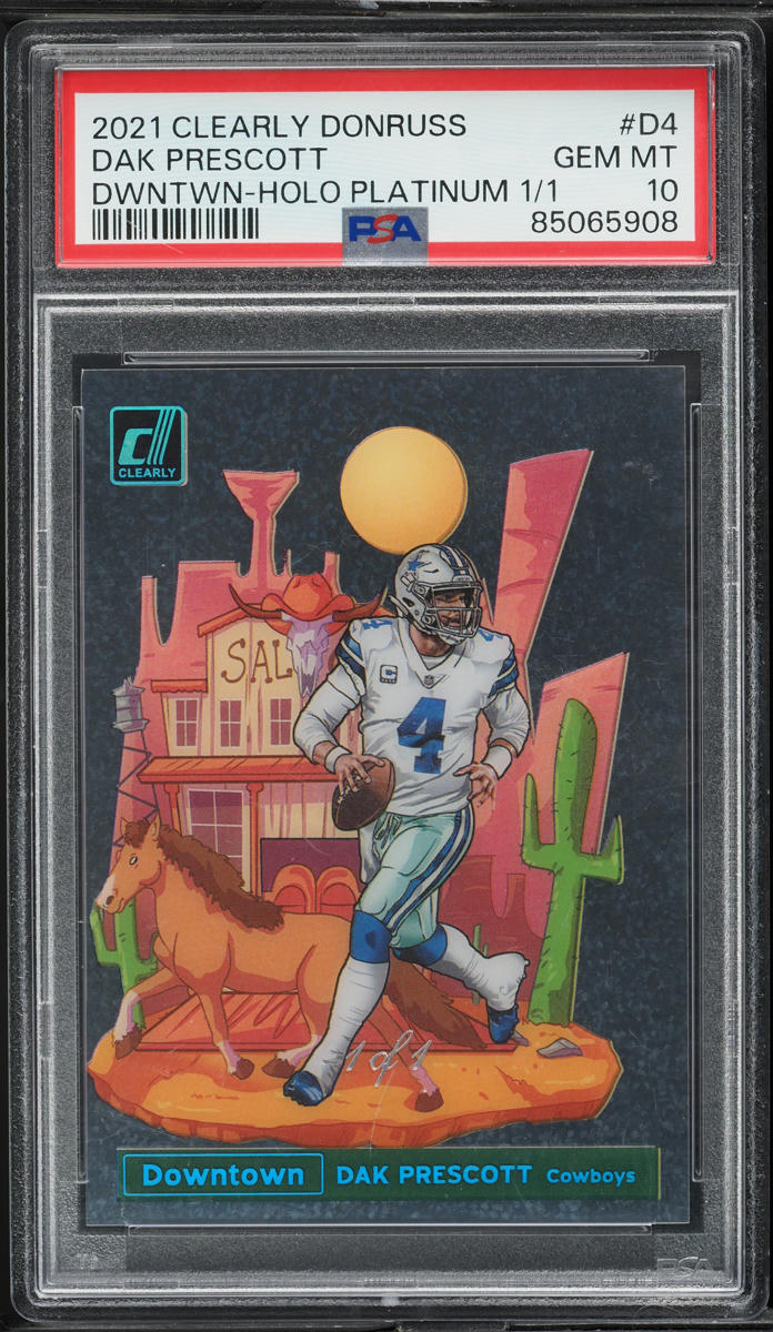 2021 Panini Clearly Donruss Downtown Holo Platinum Dak Prescott 1/1 #D4 PSA 10