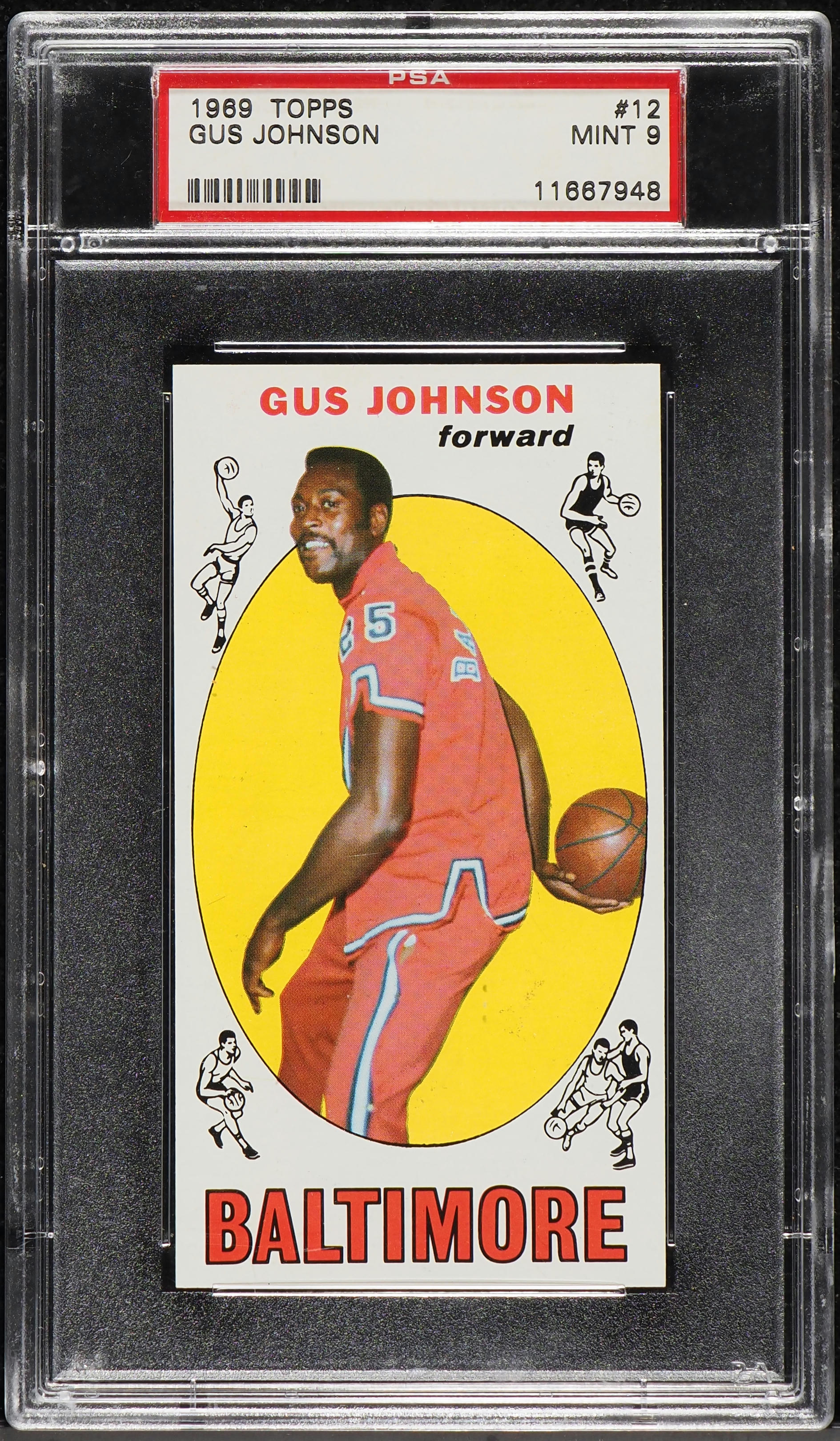 1969 Topps Basketball Gus Johnson ROOKIE #12 PSA 9 MINT