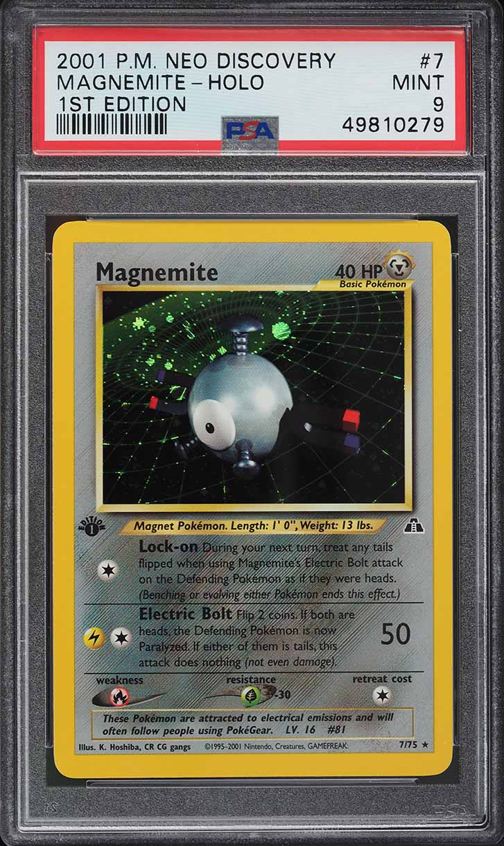 2001 Pokemon Neo Discovery 1st Edition Holo Magnemite #7 PSA 9 MINT