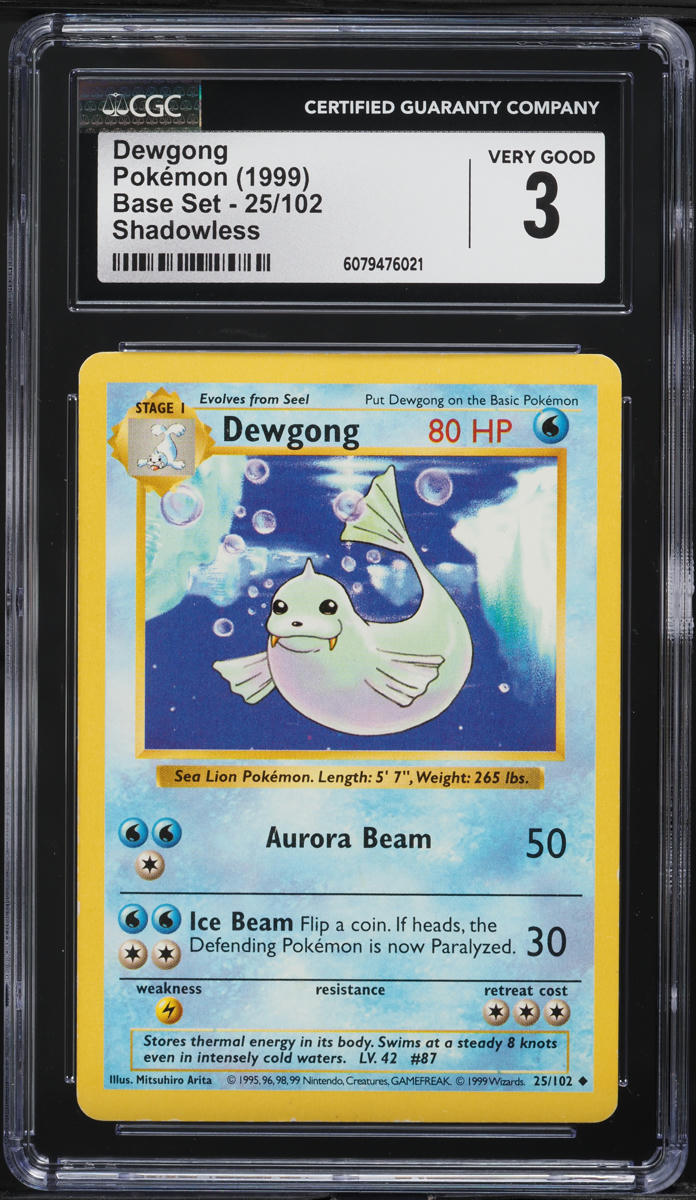 1999 Pokemon Base Set Shadowless Dewgong #25 CGC 3 VG