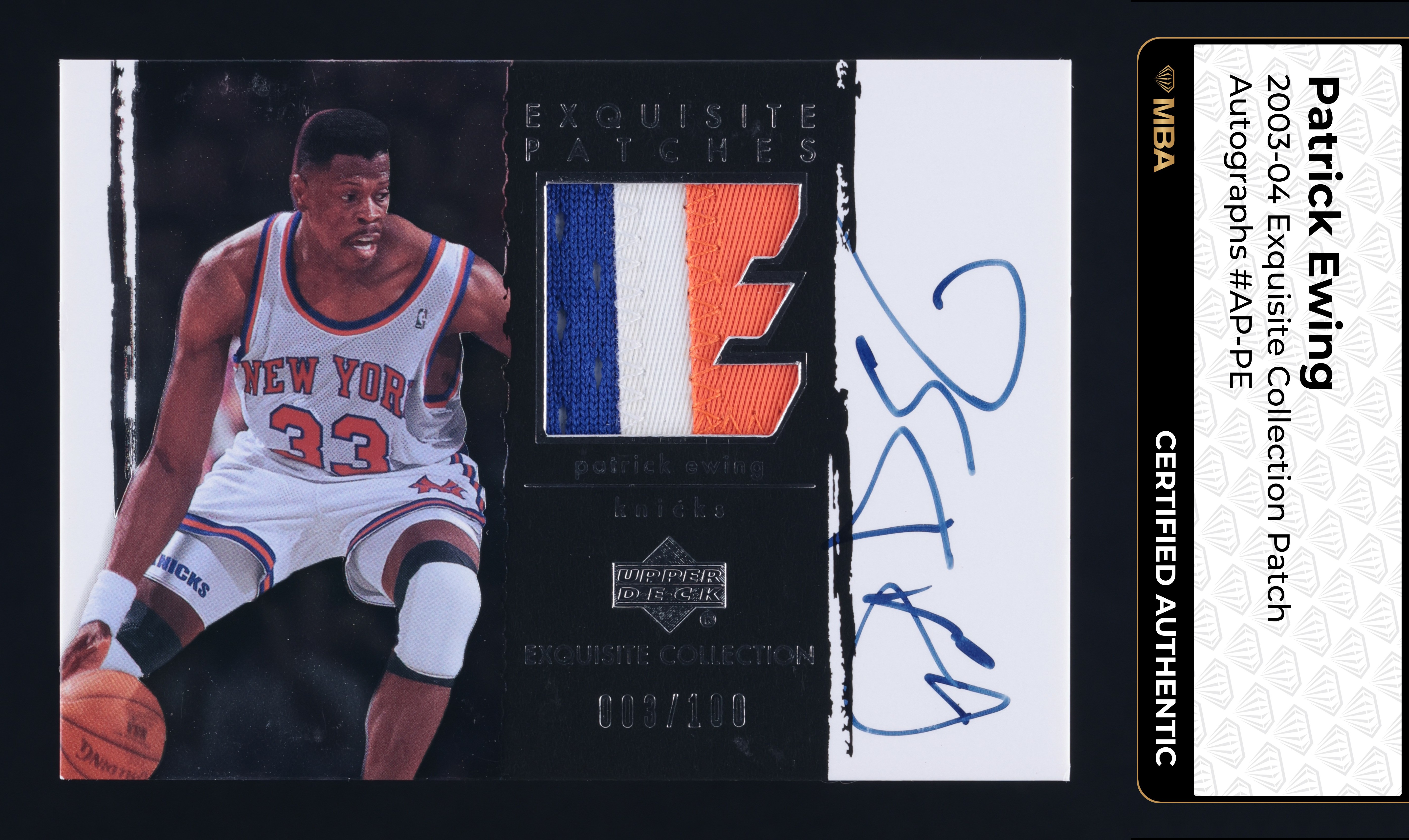 2003 Exquisite Collection Patrick Ewing PATCH AUTO /100 #AP-PE MBA AUTH