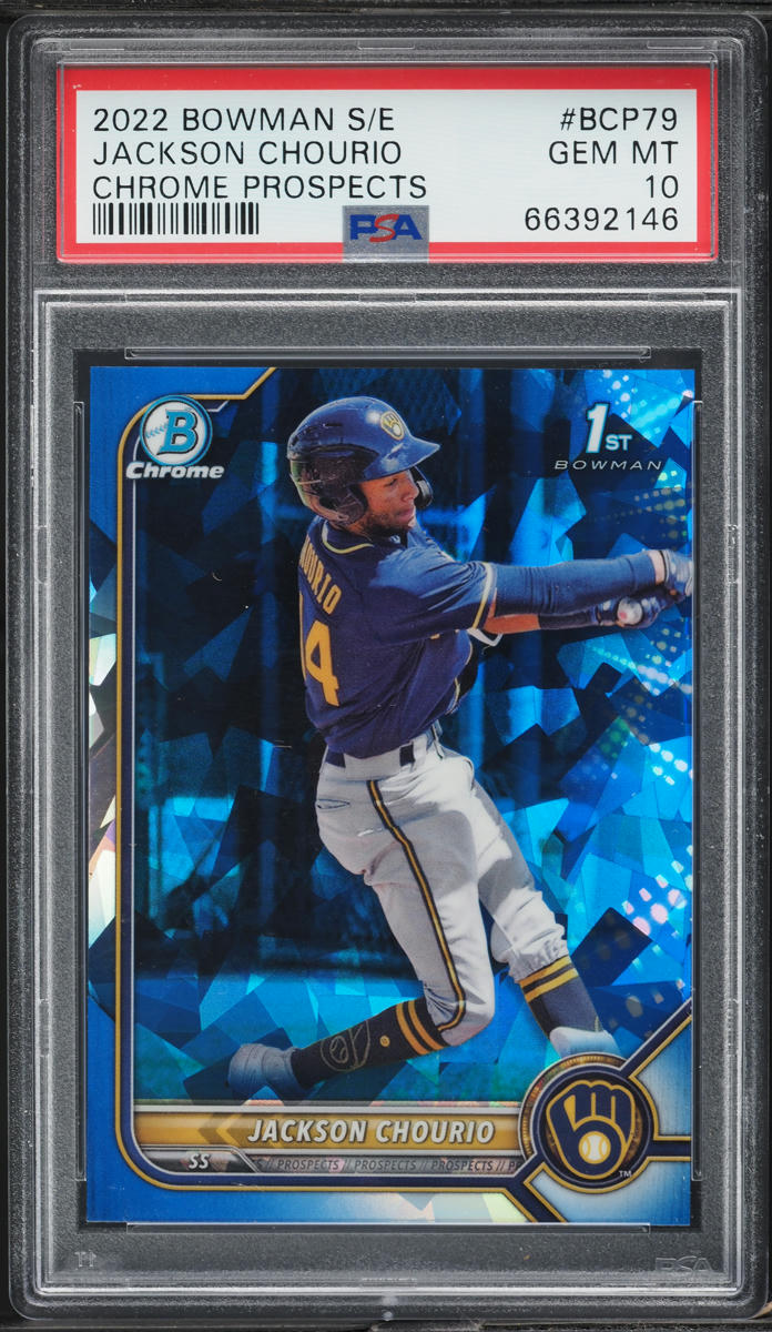 2022 Bowman Chrome Sapphire Jackson Chourio PROSPECT #BCP-79 PSA 10 GEM MINT