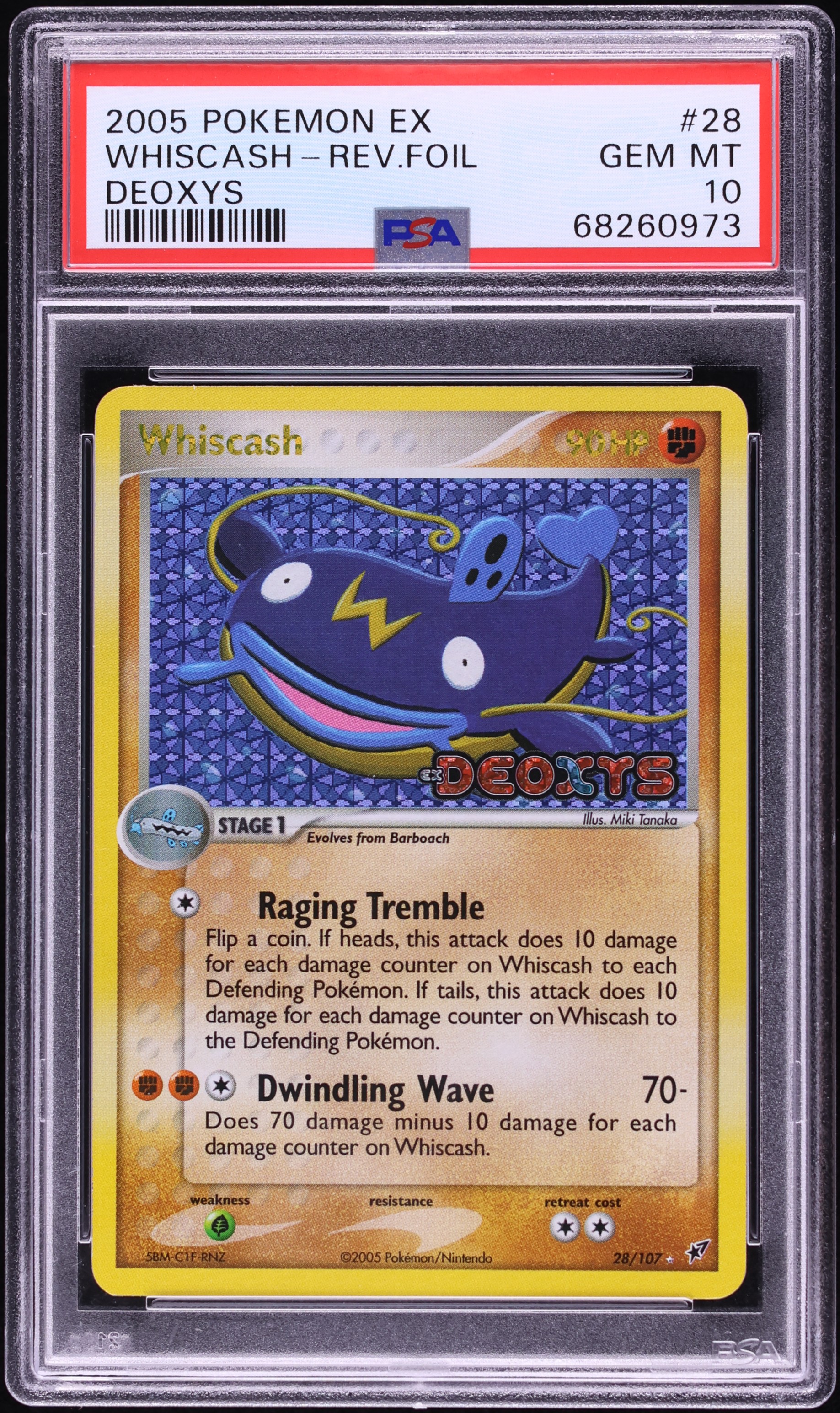 2005 Pokemon EX Deoxys Reverse Holo Whiscash #28 PSA 10 GEM MINT