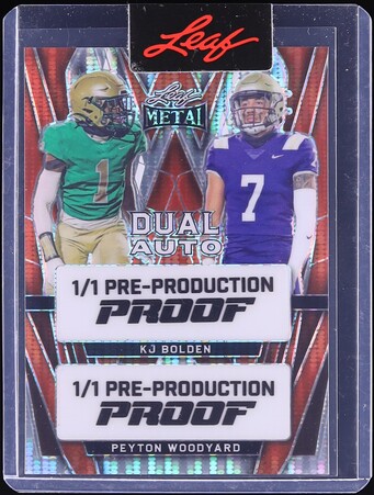 2024 Leaf Metal Dual Pre-Production Proof KJ Bolden & Peyton Woodyard ROOKIE 1/1