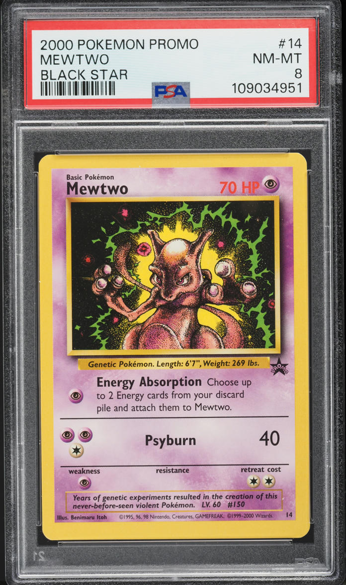 2000 Pokemon Black Star Promo Mewtwo Strikes Back Mewtwo #14 PSA 8 NM-MT
